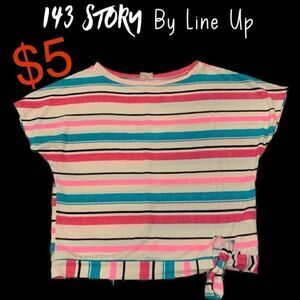 $5 add on item, 143 story by line up pink teal tan striped side tie top